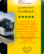 Coachman Coach - 5 Star feedback from passenger