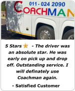 Coachman Coach - satisfied customer feedback